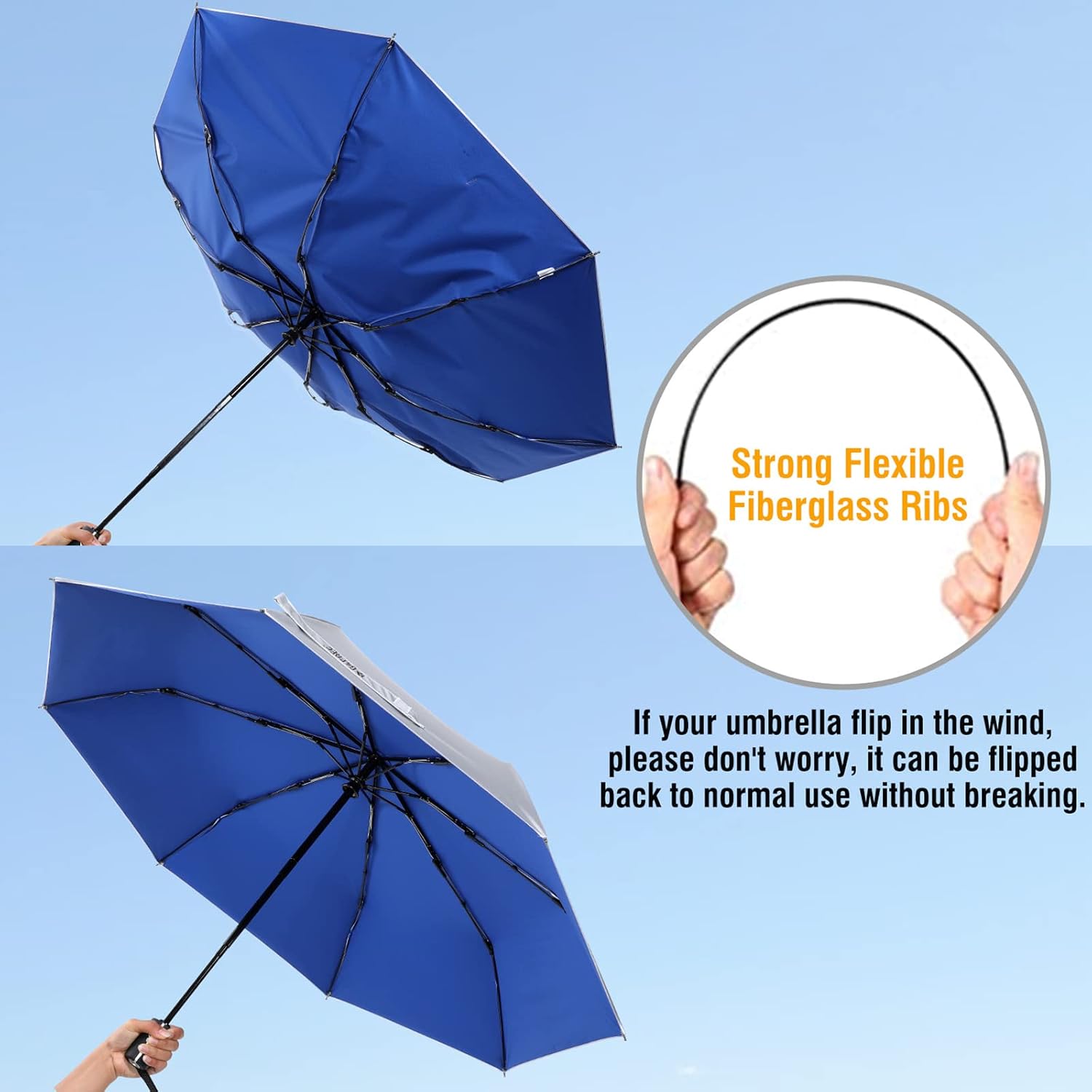 G4Free UPF 50+ UV Protection Travel Umbrella 42/46 Inch Auto Open Close