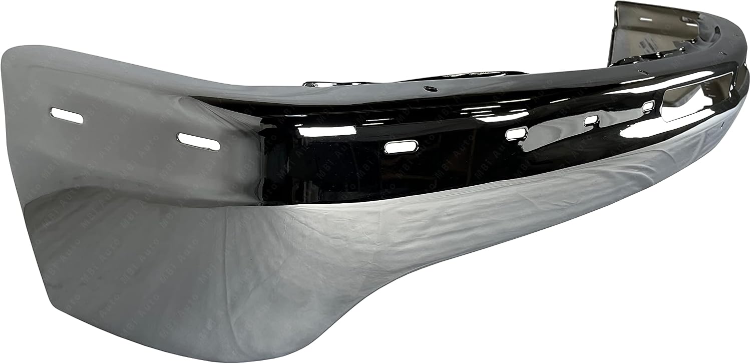 Chrome, Steel Front Bumper Impact Bar Fascia Compatible with 1999 2000 2001 2002 Chevy Silverado Pickup 99-02, GM1002376