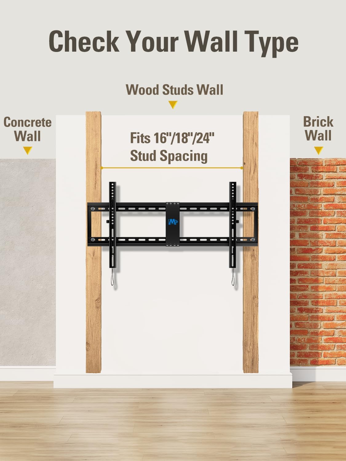 Mounting Dream Tilting TV Wall Mount for Most 37-90 Inch TVs up to 132lbs | Low Profile TV Mount Fits 16", 18", 24" Studs, Max VESA 600x400mm, Wall Mount TV Bracket with Quick Lock & Release, MD2268-LK