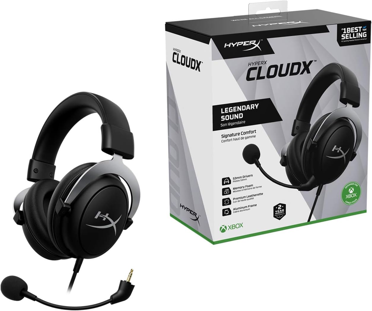HyperX CloudX, Official Xbox Licensed Gaming Headset, Compatible with Xbox One and Series X|S, Memory Foam Ear Cushions