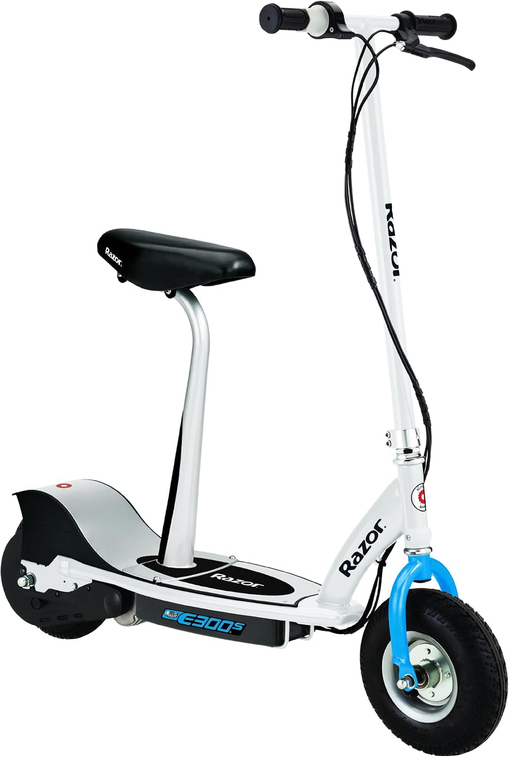 Razor E300S Seated Electric Scooter for Kids Ages 13+ - 9" Pneumatic Tires, Removable Seat, Up to 15 mph and 40 min of Ride Time