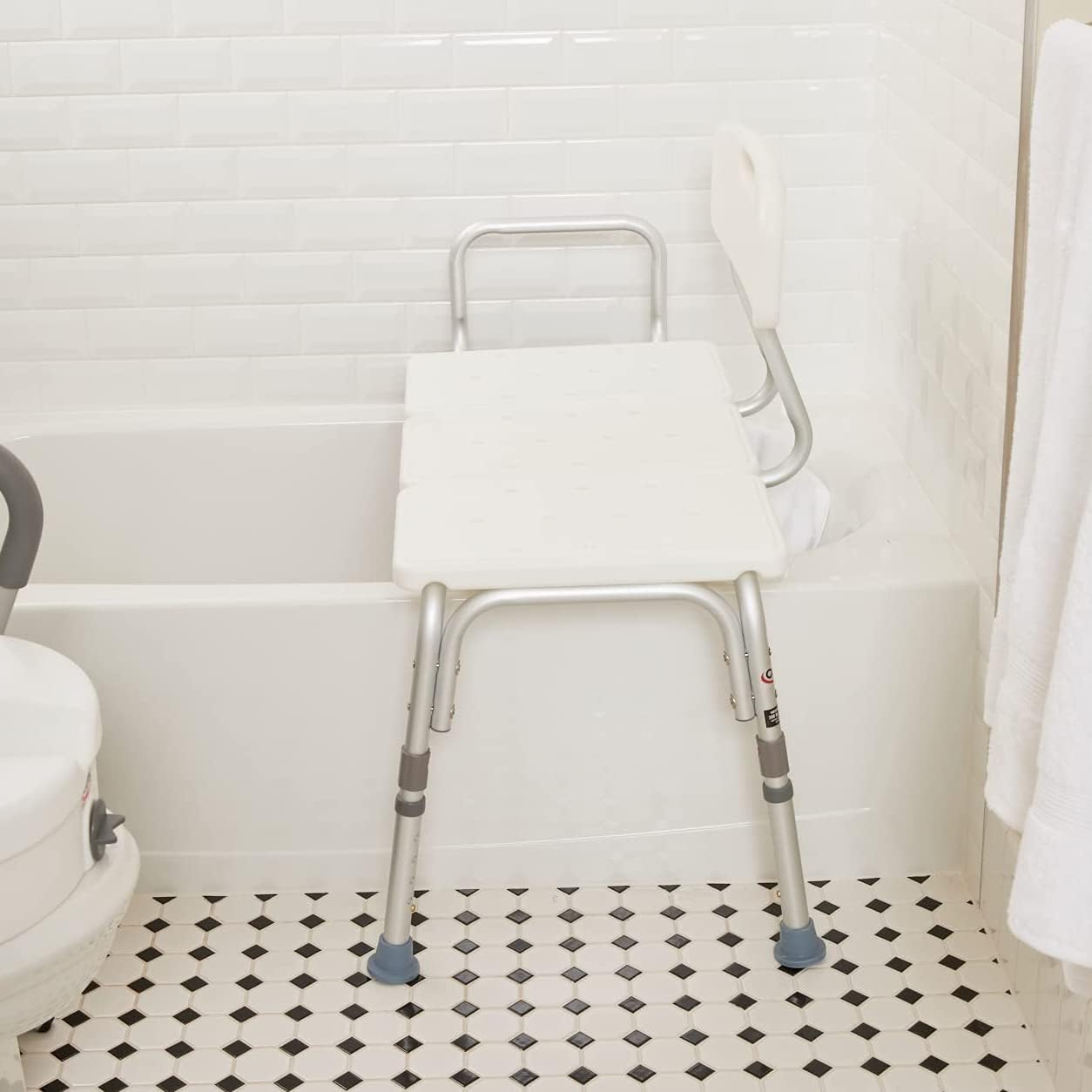 Carex Shower Bench and Shower Chair For Elderly and Disabled with Height Adjustable Legs, Tub Bench Converts to Right or Left Hand Entry