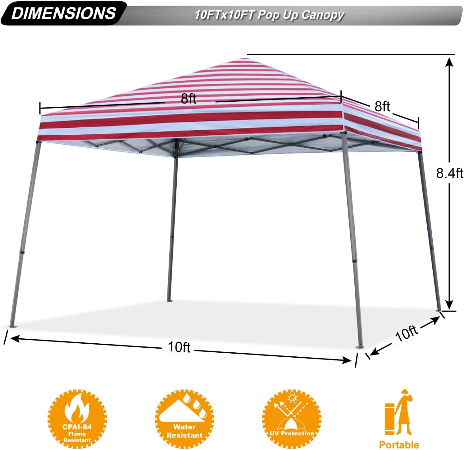 ABCCANOPY 11x11 Pop Up Canopy Tent, Stable Slant Leg Outdoor Shade, Black