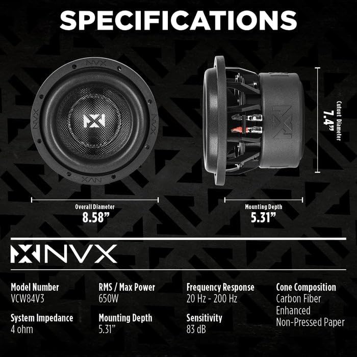 NVX VCW152v3 15" 3000 Watt Max (1500W RMS) Dual 2-Ohm VC-Series Car Subwoofer (VCW152 Version 3) | 3000 Watt Max (1500W RMS) Car Subwoofer