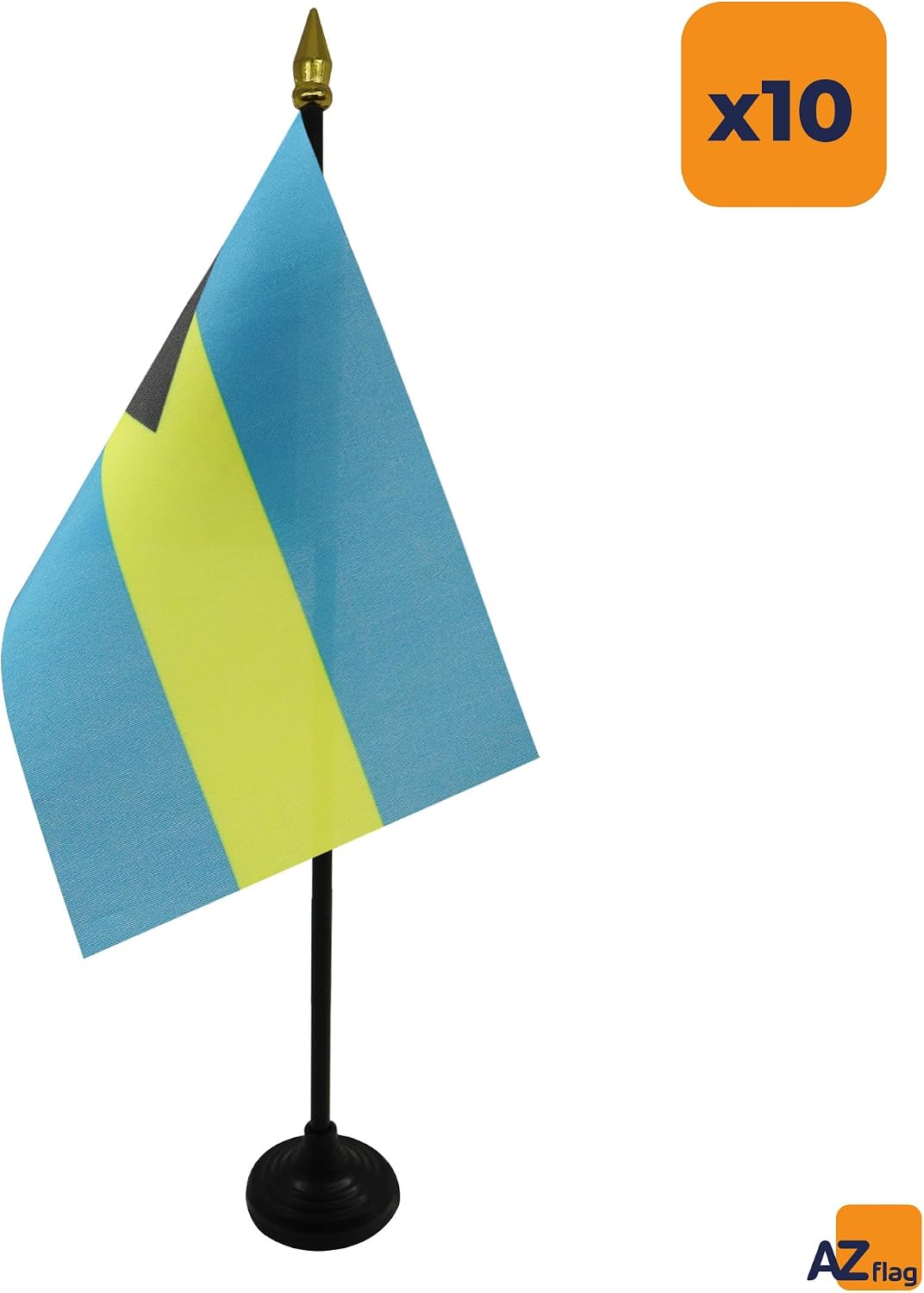AZ FLAG Nicaragua Table Flag 4x6 in 100D Polyester Plastic Base | Indoor use Nicaraguan 15x10 cm desk flag stitched finish with reinforced edges with plastic pole and gold finial