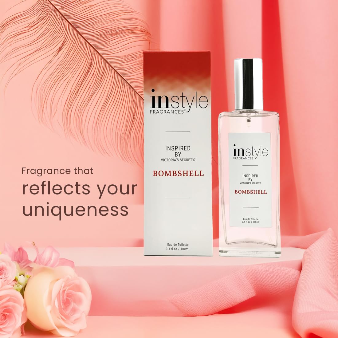 Instyle Fragrances | Inspired by Ralph Lauren's Romance | Women’s Eau de Toilette | Vegan, Paraben Free, Phthalate Free | Never Tested on Animals | 3.4 Fluid Ounces