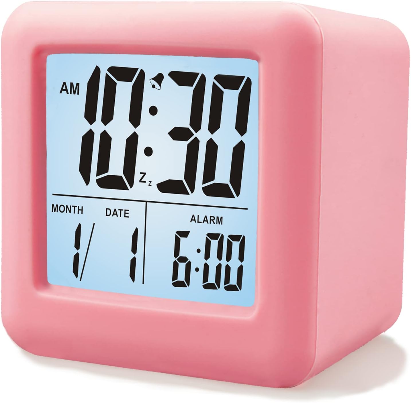 Plumeet Digital Alarm Clock Kids Clock with Snooze and White Nightlight - Easy Setting Travel Alarm Clocks Display Time, Date