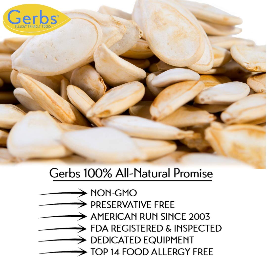 Gerbs Raw Whole Pumpkin Seeds 2 lbs. | In-Shell, 10.5 mm Size, Resealable Bag | Mildly Nutty & Crunchy | Top 14 Allergen-Free