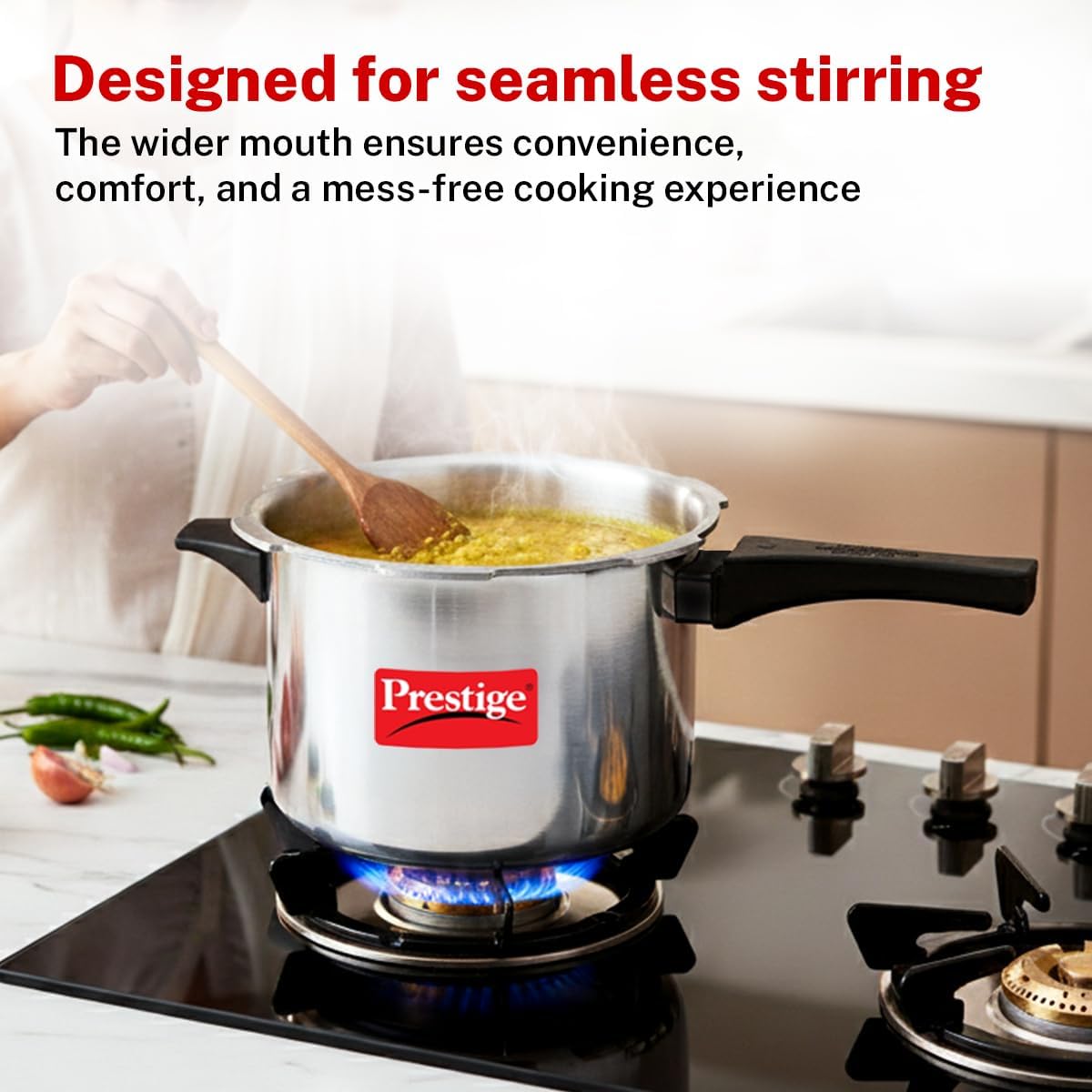 Prestige Popular Aluminum Pressure Cooker, 5 L, Silver
