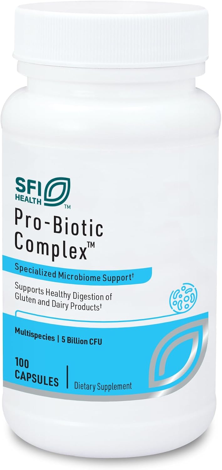 Klaire Labs SFI Health Pro-Biotic Complex, 100 Capsules | Intestinal Support for Men & Women, 5 Billion CFU Lactobacillus acidophilus & Bifidobacterium bifidum Probiotic