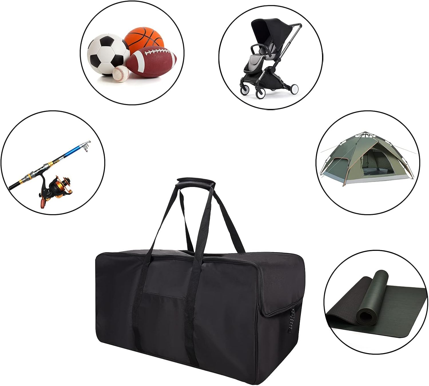 Golf Push Cart Bag 3 Wheel Folding Carry Bag for Push Carts Cover Protector Black Extra-Large Capacity Cover Collapsible