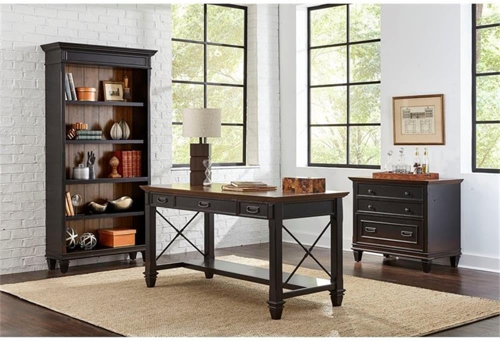 Hartford Wood Lateral File With Locking Legal/Letter File Drawer Black