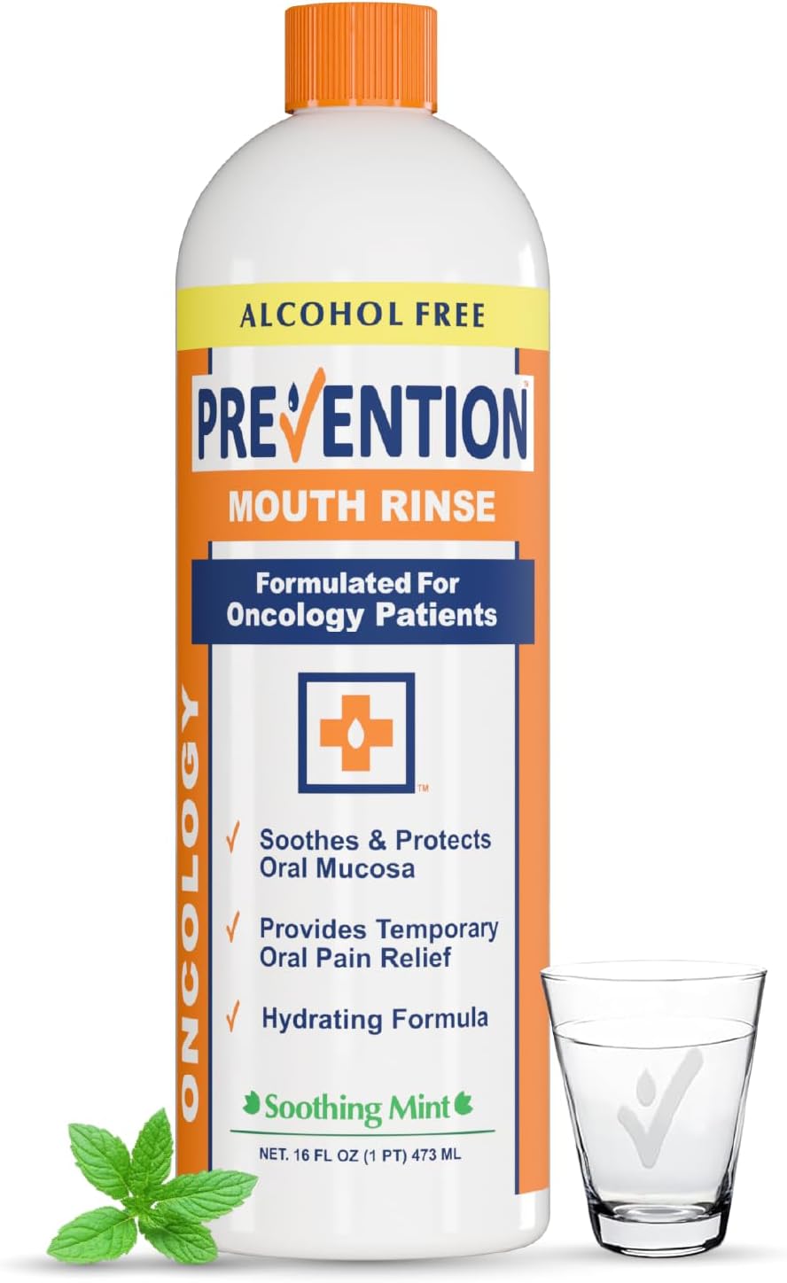 Prevention Oncology Mouthwash, Alcohol Free, Hydrogen Peroxide 16 oz 1-Pack | Specially Formulated Rinse for Oncology Treatment, Soothing, Gentle, Moisturizing Relief of Dry Mouth & Mouth Sores