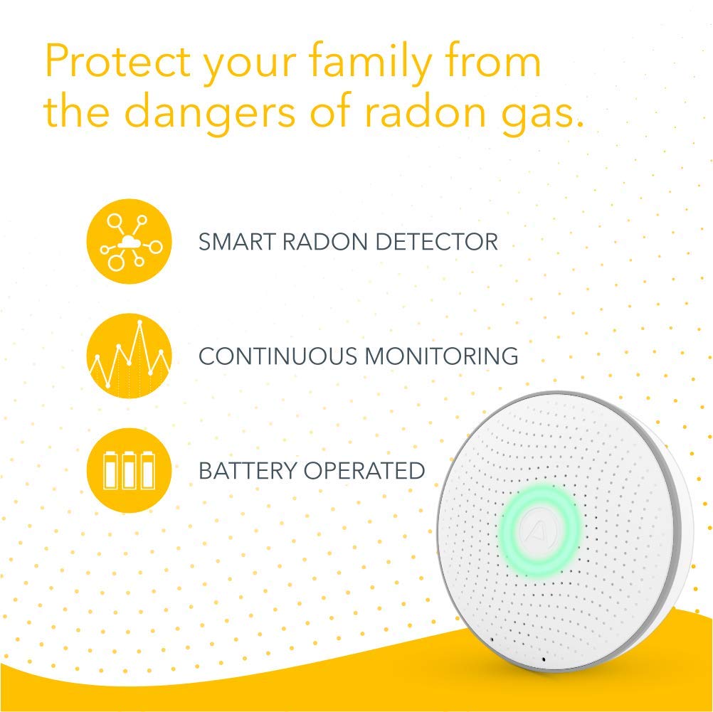 Airthings 2950 Wave Radon - Smart Radon Detector with Humidity & Temperature Sensor – Easy-to-Use – Accurate – No Lab Fees – Battery