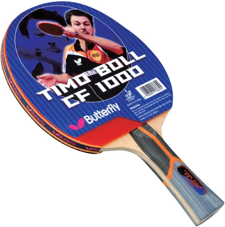 Butterfly Timo Boll Carbon Fiber Ping Pong Paddle | ITTF Approved Table Tennis Racket | Ping Pong Sponge and Rubber | Carbon Layers in Ping Pong Racket for Power | Professional Ping Pong Paddle