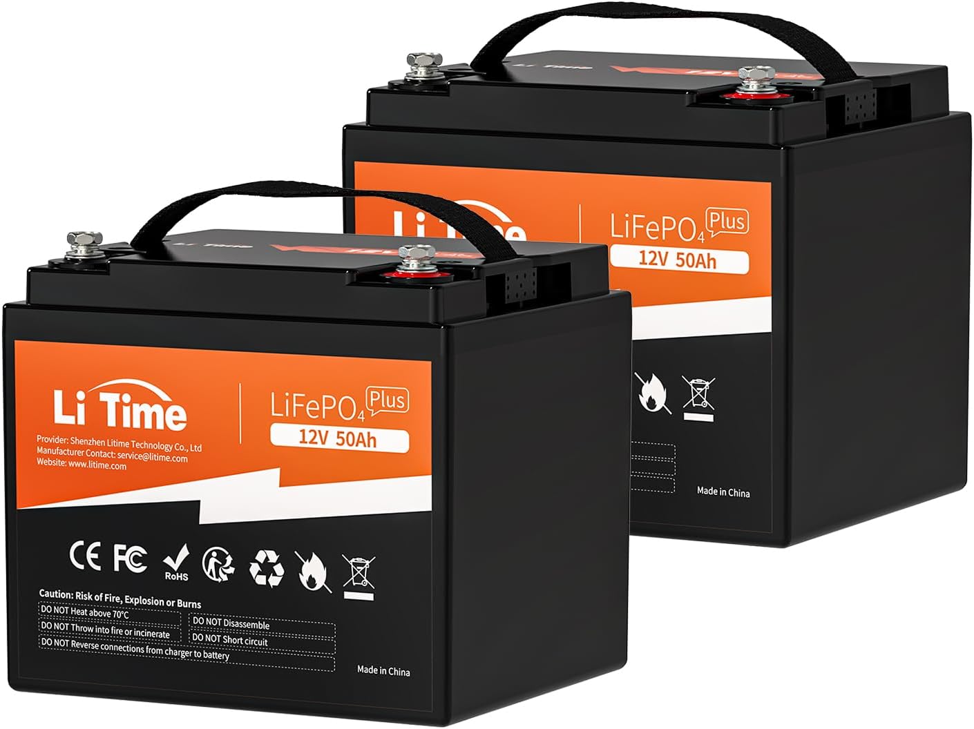 Litime 12V 50Ah LiFePO4 Trolling Motor Battery for Marine RV Solar Camper