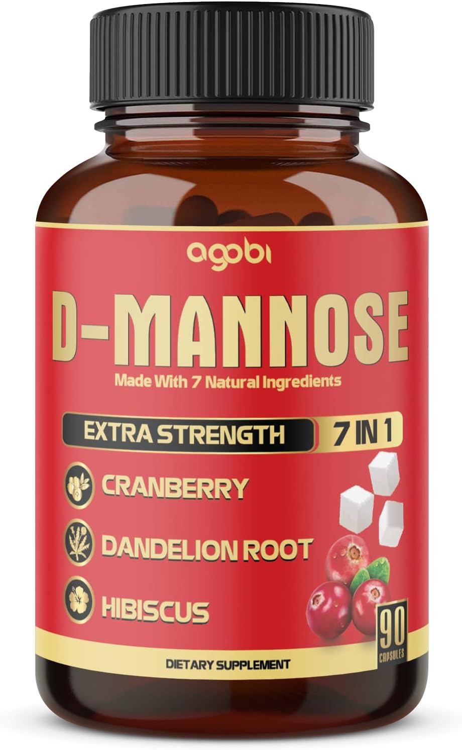 agobi D-Mannose Capsules - 7 Herbs with Cranberry, Dandelion