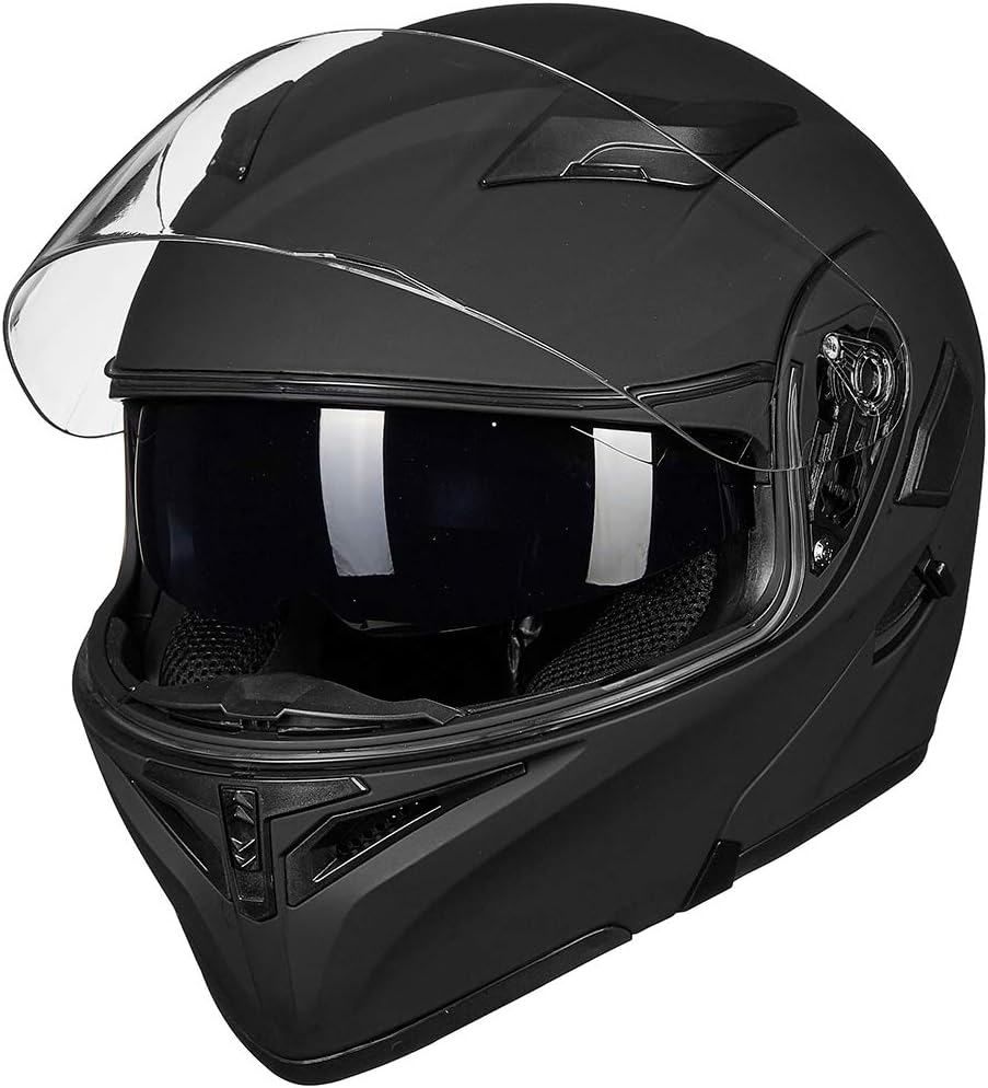 ILM Motorcycle Dual Visor Flip up Modular Full Face Helmet DOT Model 902/902L