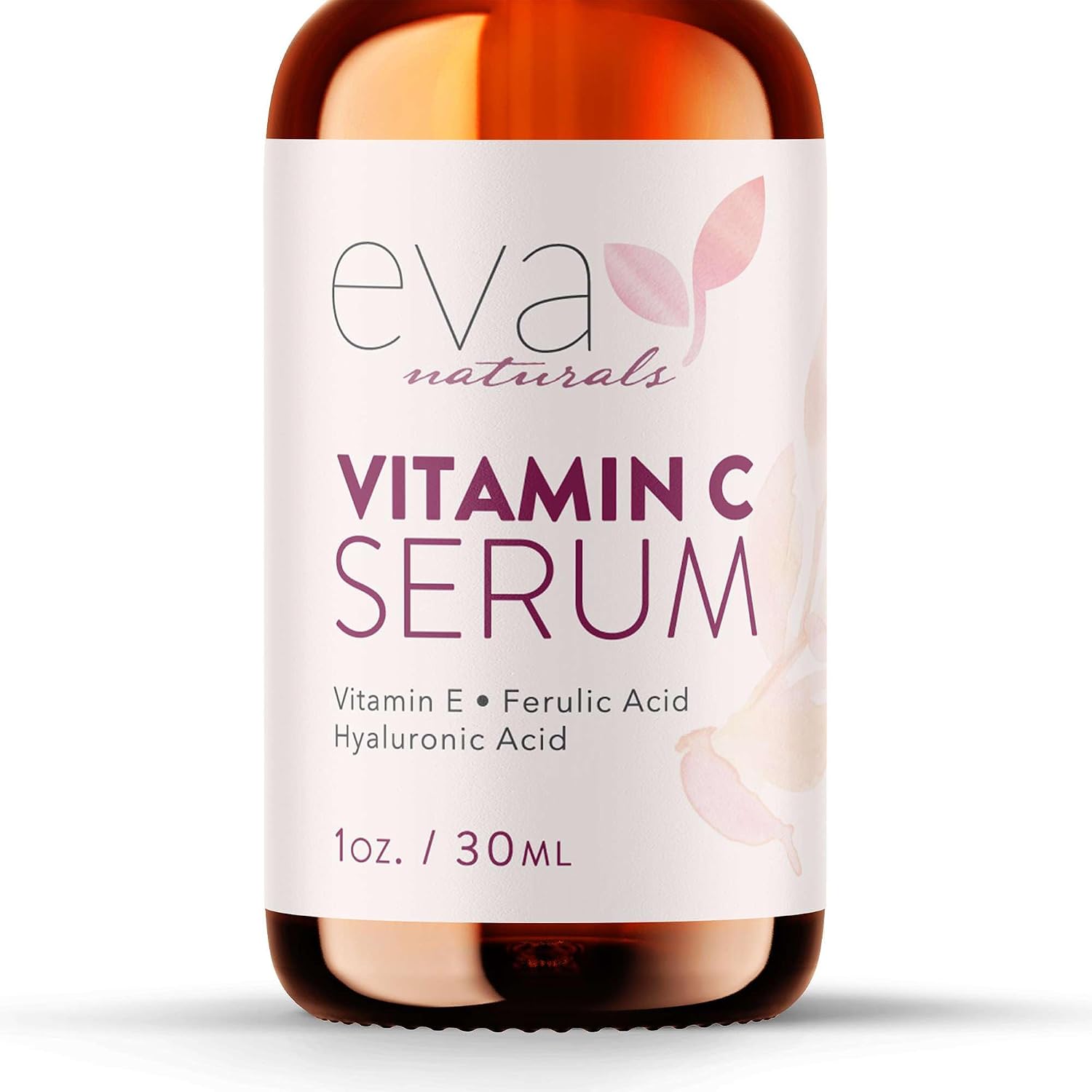 Eva Naturals Vitamin C Serum 20%, Hyaluronic & Ferulic Acid, 1 oz | Vitamin E, dark spots, acne, anti-aging, glow, even skin tone