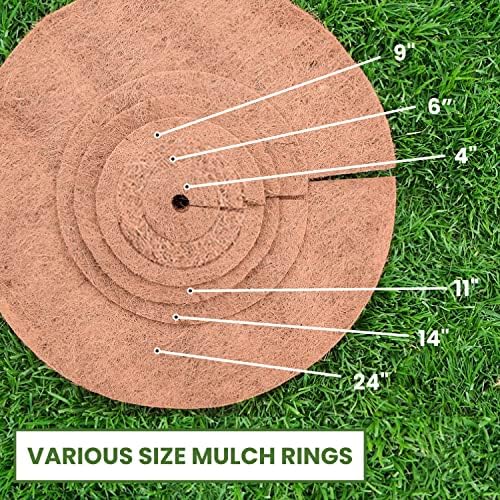 Envelor 20 pcs Coconut Fibers Mulch Ring 4 Inches Tree Protector Mat Coconut Mulch Cover Natural Coconut Fiber Weed Control Rings, Tree Ring Plant Cover for Indoor Outdoor Plants, Pot, Landscaping