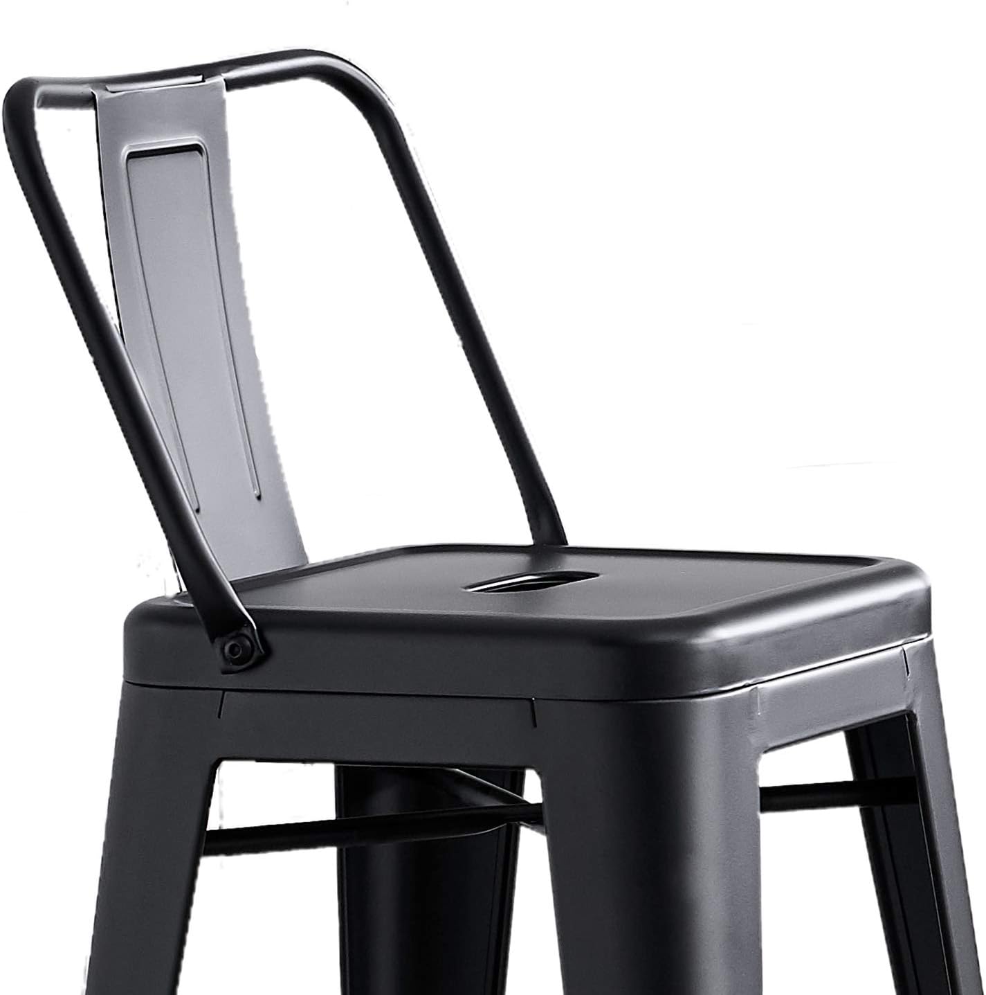 AC Pacific 30” Metal Barstool Set of 2 – Country Rustic Style with Low Back, Lightweight & Sturdy Build, Easy Assembly – Matte Black