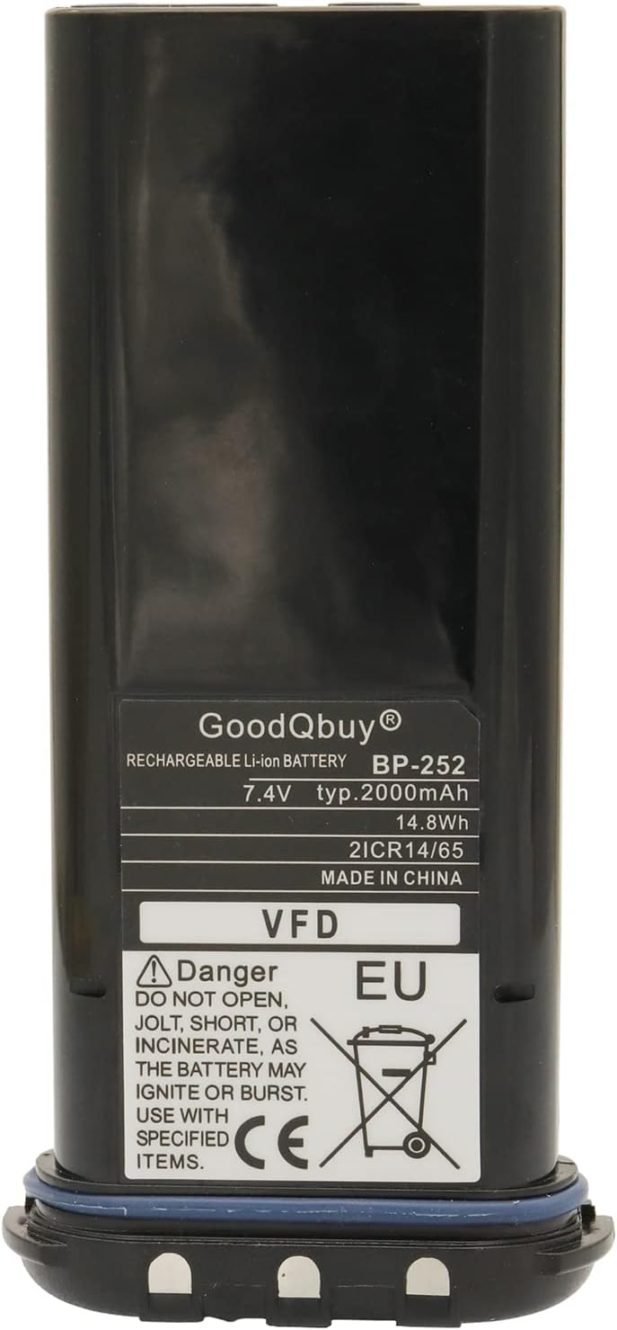 BP252 2000mAh 7.4V Two Way Radios Replacement Battery Compatible with Icom Handheld Marine Radio IC-M36 IC-M34 BP-252