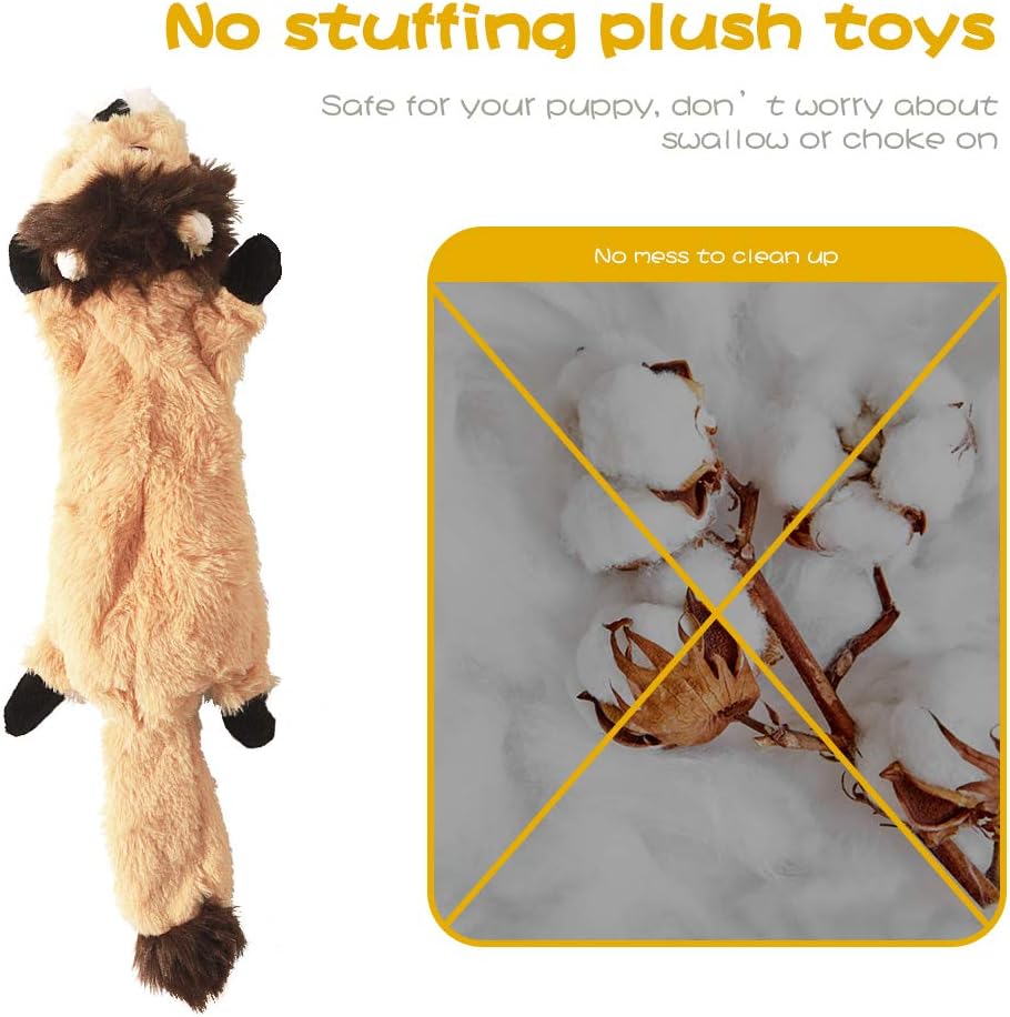 Dog Squeaky Chew Toys No Stuffing Soft Plush for Small Medium Large Breed