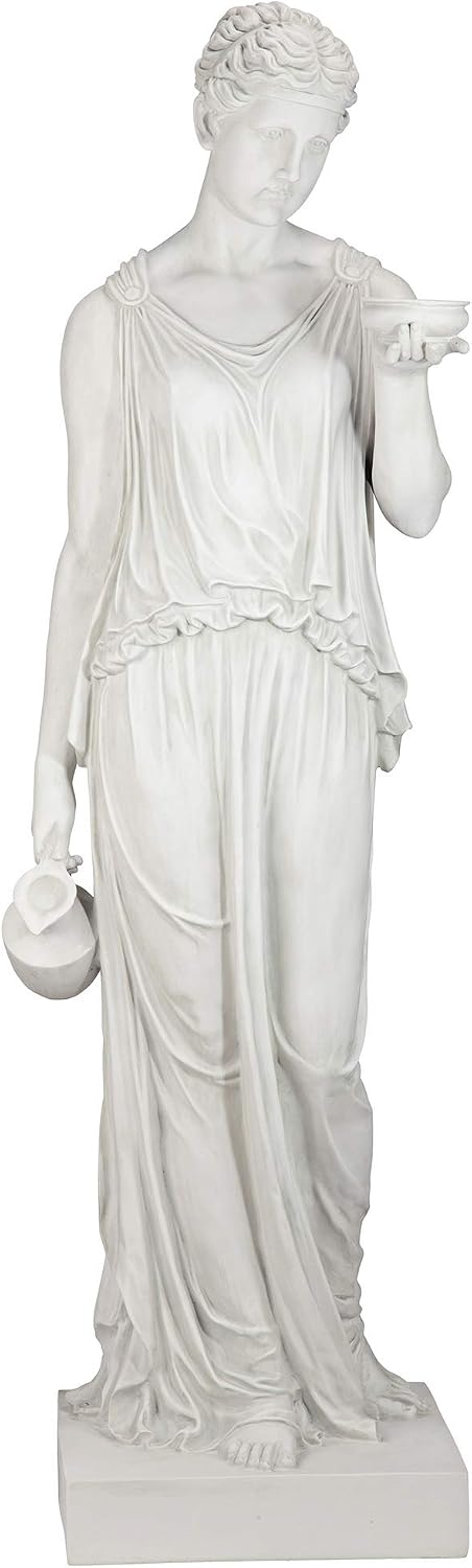 Design Toscano KY71304 Hebe Greek Woman Patron of Youth Indoor/Outdoor Garden Statue, Large Size, 10 inches Wide, 32 inches Tall, Handcast Polyresin, Antique Stone Finish
