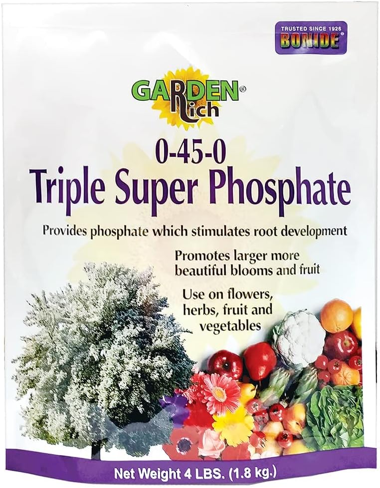 Bonide Garden Rich 0-45-0 Triple Super Phosphate, 4 lbs. Ready-to-Use Fertilizer for Indoors and Outdoors, Promotes Root Development