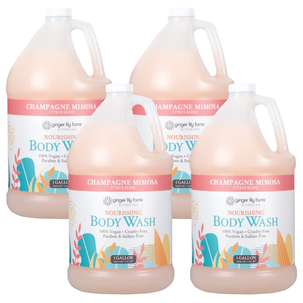 Ginger Lily Farms 1 gal Nourishing Body Wash, Citrus Blend Scent | for Hands, Body & Hair, Moisturizing Wash, Salon Wash, Spa Cleanser, Salon & Spa Essentials, Manicure & Pedicure Supplies