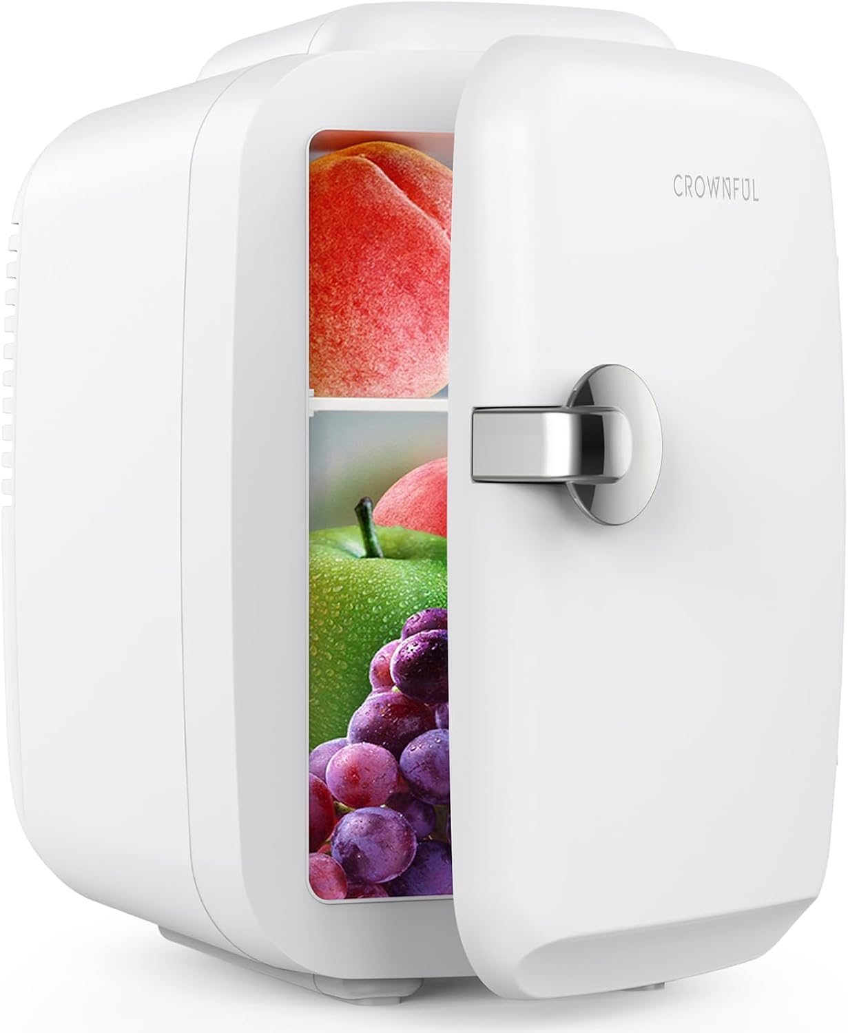 CROWNFUL Mini Fridge, 4 Liter/6 Can Portable Cooler and Warmer Personal Refrigerator for Skin Care, Cosmetics, Beverage, Food, Great for Bedroom