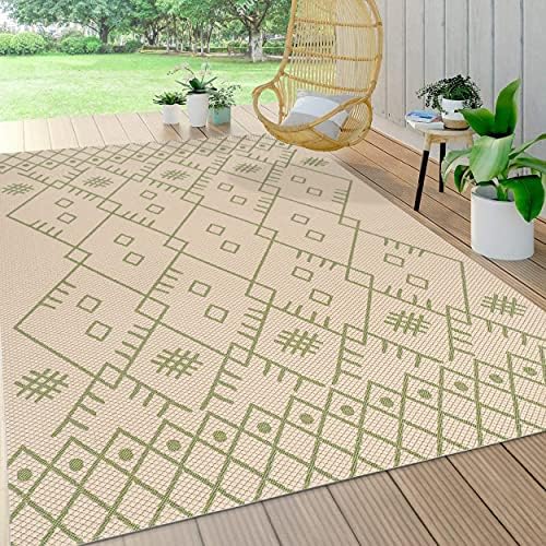 JONATHAN Y Boho Moroccan Indoor Outdoor Area Rug 3X5 Ivory/Navy, Casual for Backyard, Patio, Porch, Easy-Cleaning, High Traffic, Pet-Friendly