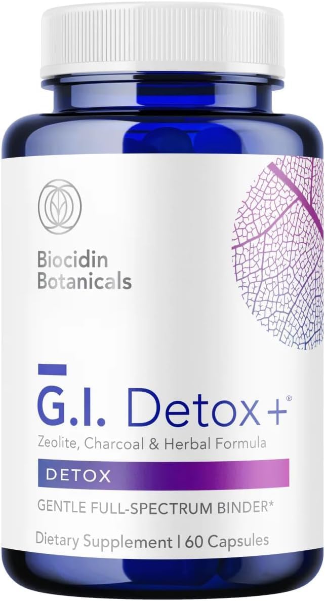 Biocidin GI Detox+ Binder Supplement, Toxins Cleanse Support, 60 Count | Gut Detox, Zeolite Heavy Metal Cleanse Support, Activated Charcoal