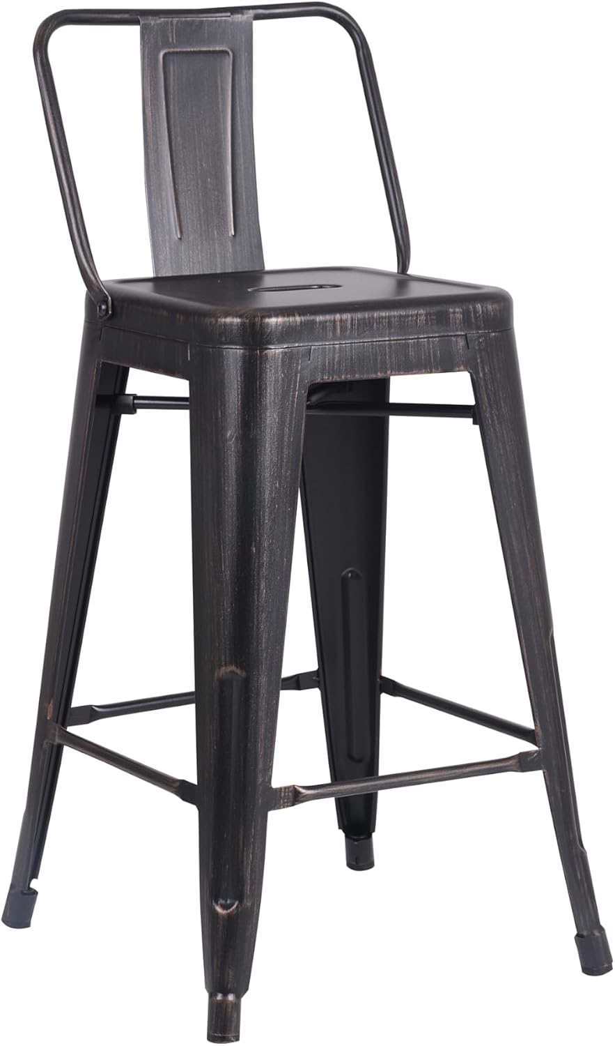 AC Pacific 30” Metal Barstool Set of 2 – Country Rustic Style with Low Back, Lightweight & Sturdy Build, Easy Assembly – Matte Black