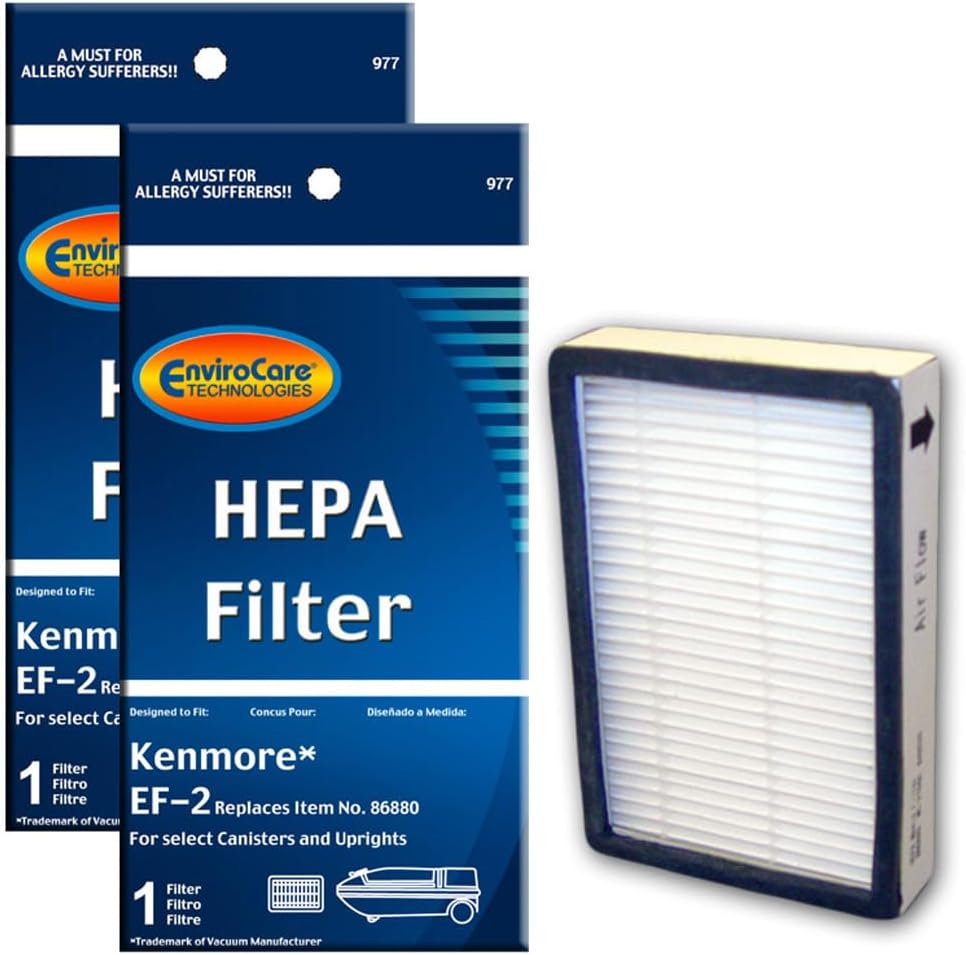 EnviroCare Replacement Vacuum Cleaner HEPA Filters designed to fit Kenmore Progressive EF-2 Machines 2 filters