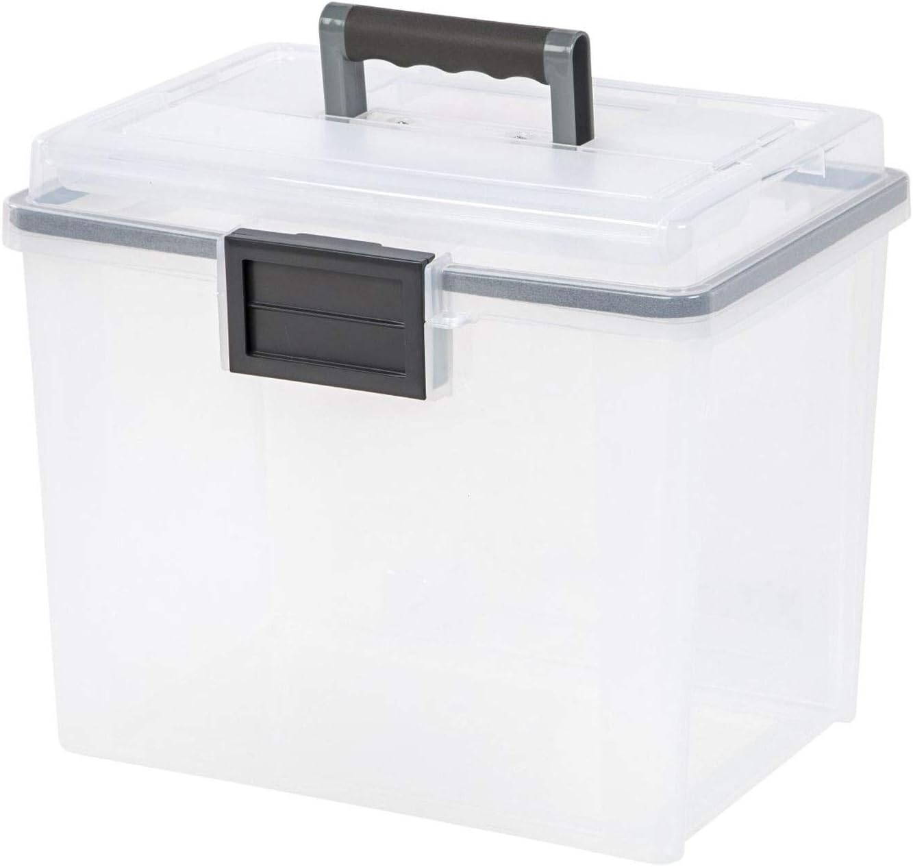 IRIS USA 4-Pack File Box Organizer with Wing Lid Letter/Legal 18 Qt, Clear | Organize letter and legal files, documents and paperwork with a wing lid for quick access and secure storage