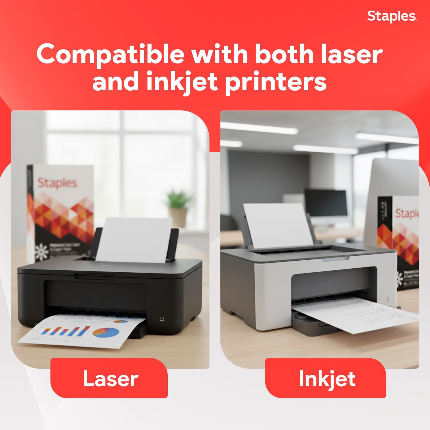 Staples Laser Paper, 8.5x11 Inch, 32 lb., 98 Brightness, 500/Ream