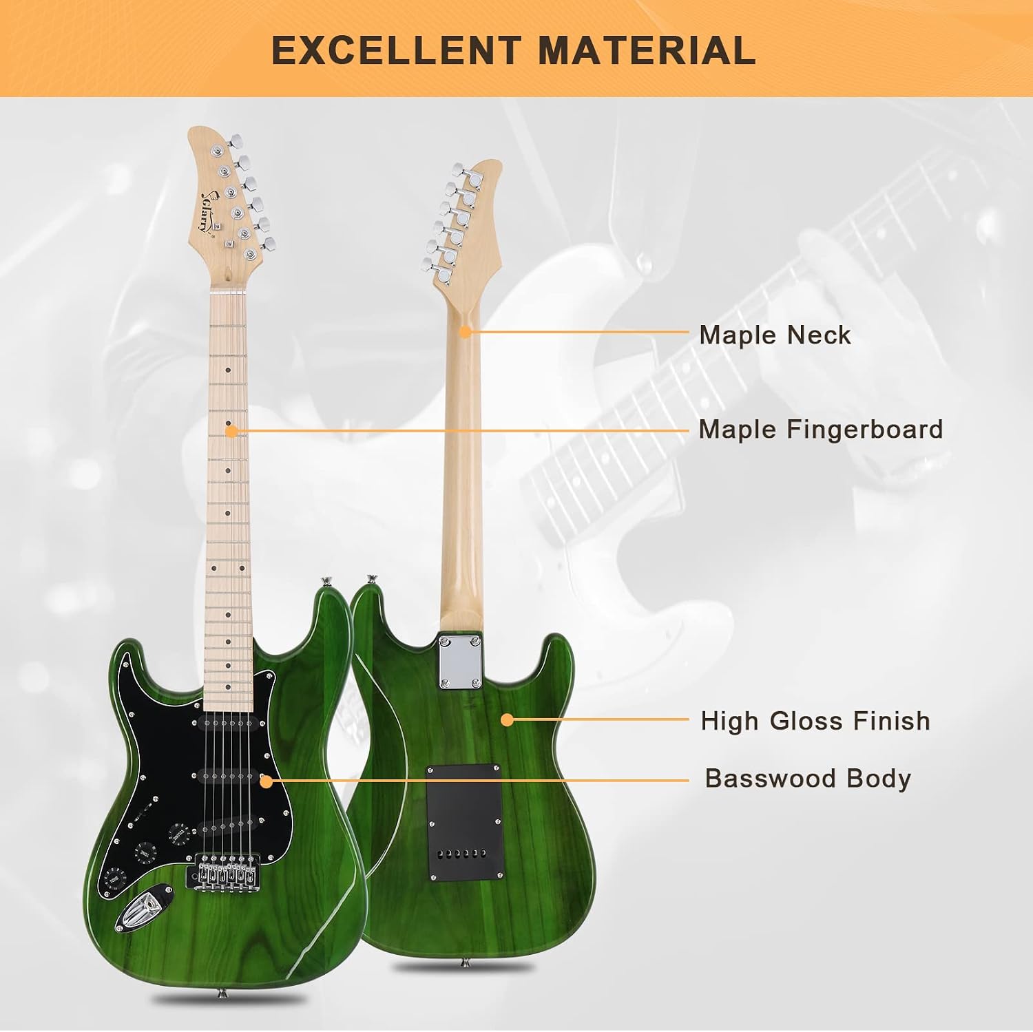 GLARRY Full Size Electric Guitar for Music Lover Beginner with 20W Amp and Accessories Pack Guitar Bag (DARK BLUE, 39" Right Handed)