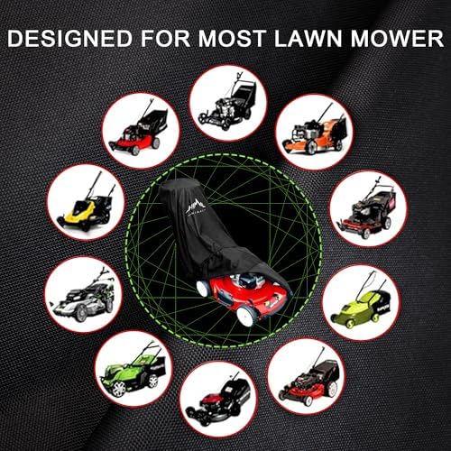 Himal Outdoors Push Lawn Mower Cover Waterproof Lawnmower Cover, Black | Heavy Duty 600D Oxford, Waterproof, UV Protection