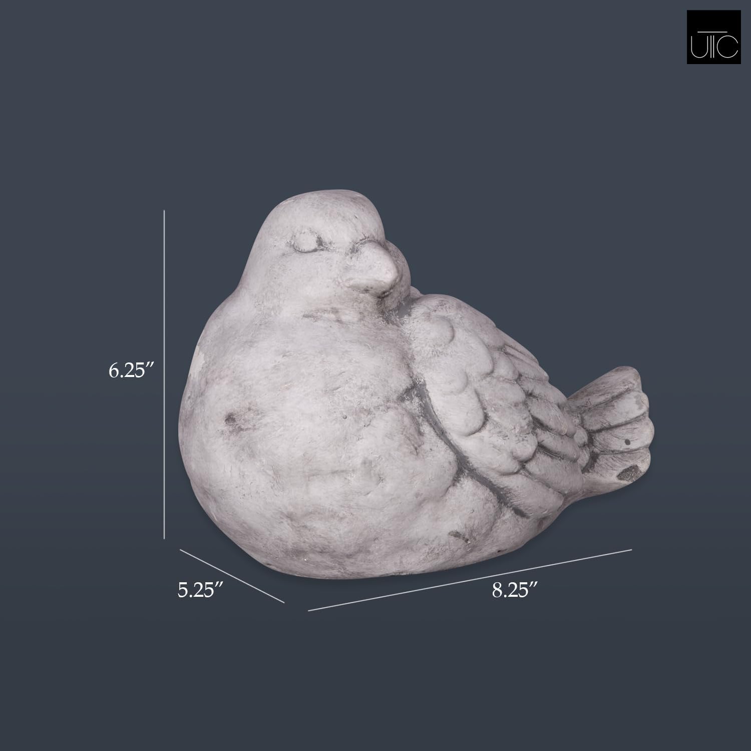 Small Cement Bird Statue, Gray Concrete Finish (8.25 X 5.25 X 6.25 In.) | Decorative Cement Bird Figurine With A Gray Concrete Finish, Ideal For Tables, Patios, Lawns, Yards, And Home Décor.