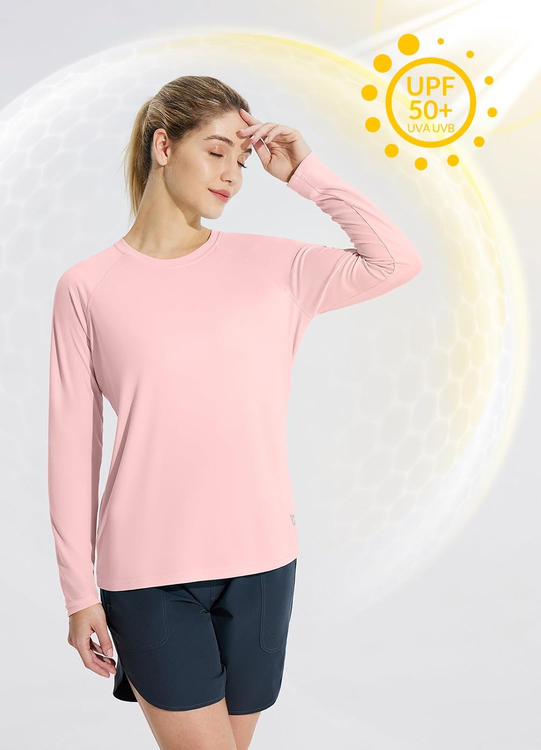 baleaf Women's UPF 50+ Sun Shirts Long Sleeve Stretchy Quick Dry | Lightweight, Rash Guard, UPF 50+ Sun Protection, Breathable Comfort material for Hking Workout, Excellent for hot weather