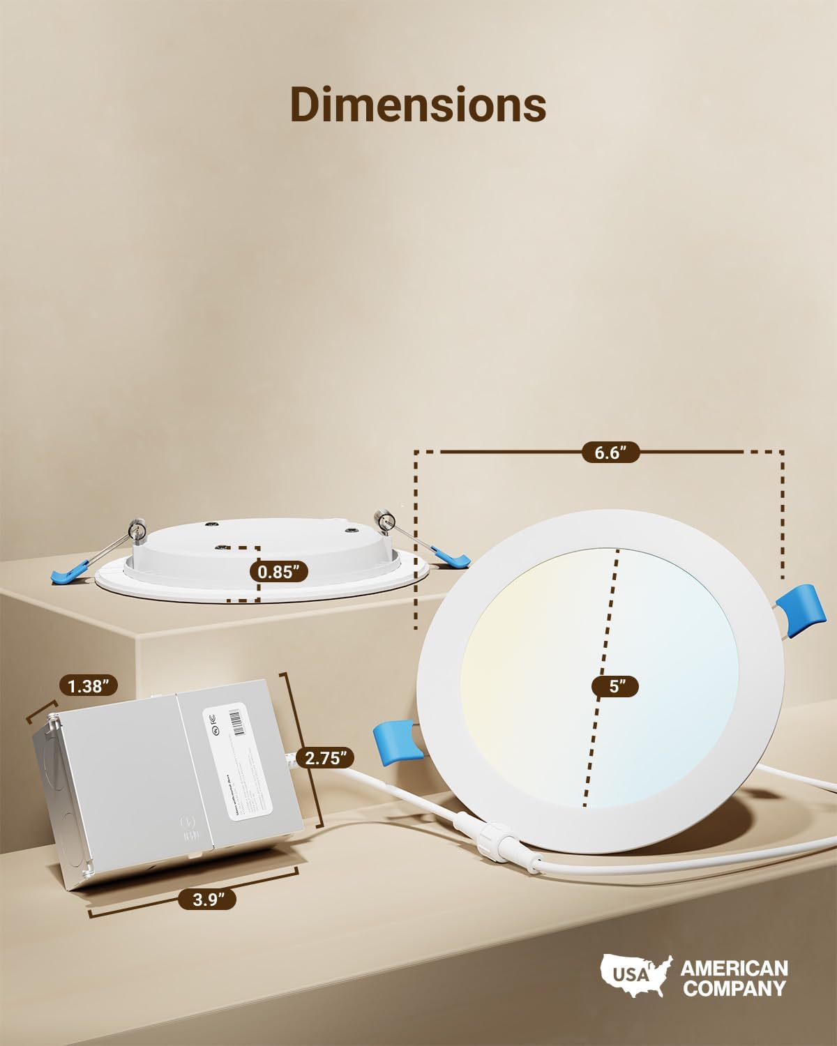 Sunco 4 Pack 6 Inch Canless LED Ultra-Slim Recessed Light, 5CCT, 14W=100W