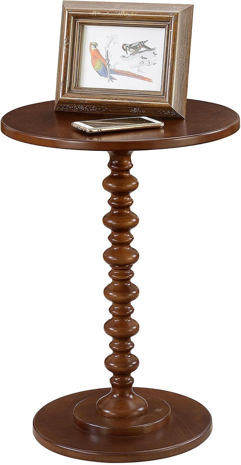 Convenience Concepts Palm Beach Spindle Table 17.75" - Traditional Round End Table for Living Room, Turned Solid Wood Side Table, Classic Display Pedestal Table, Espresso