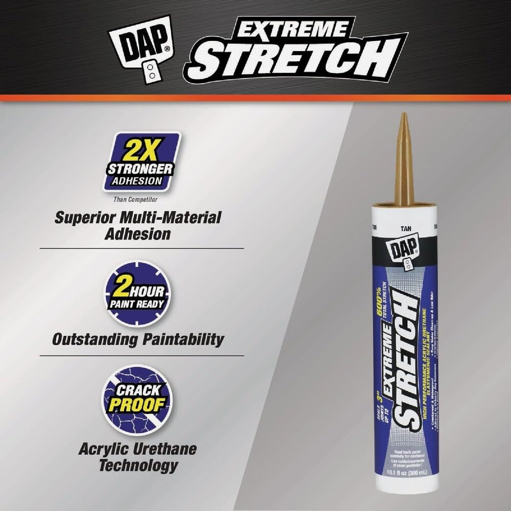 DAP Extreme Stretch Acrylic Urethane Premium Elastomeric Sealant, White, 10.1 Oz (7079818715)