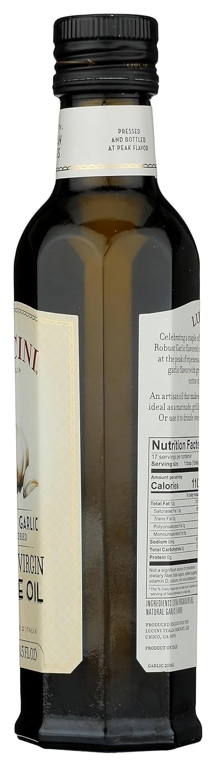 Lucini Italia Delicate Lemon Extra Virgin Olive Oil - EVOO Infused with Fresh Lemon - Olive Oil for Marinade, Grilling, Roasting, Baking - Non-GMO Verified, Whole30 Approved, Kosher, 250mL