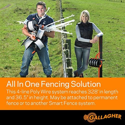 Gallagher Smart Fence 2 Portable Electric Fence for Livestock | 328ft of 4-Strand Electric Fencing, Built-In Posts and Reels