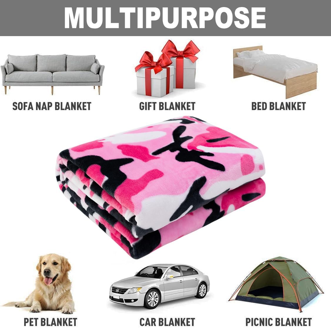 HommomH Camo Blanket Hunting Army Camo Throw Blanket Veteran Gifts