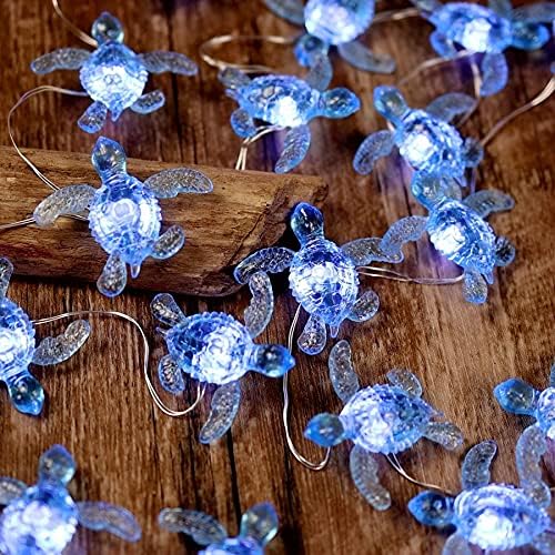 Beach Theme -Cute Green Sea Turtle String Lights- Ocean Fairy Decorative Lights- 10ft 30 LEDs -USB Powered -Multi-Function- Remote Control-Christmas
