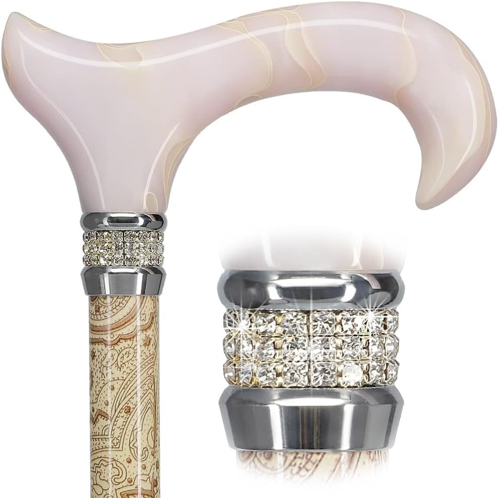 Stylish Walking Sticks – Rhinestone Collar Designer Adjustable Canes Colorful – Best Gift for Men and Women Light Weight Aluminum Shaft & Safe to Walk