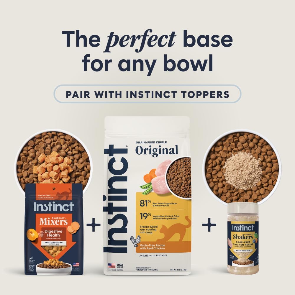 Instinct Original Dry Cat Food, Raw Coated Kibble, Real Chicken, 11 lb. Bag | Raw-coated kibble with cage-free chicken for strong muscles, digestive health, and healthy skin & coat, grain-free